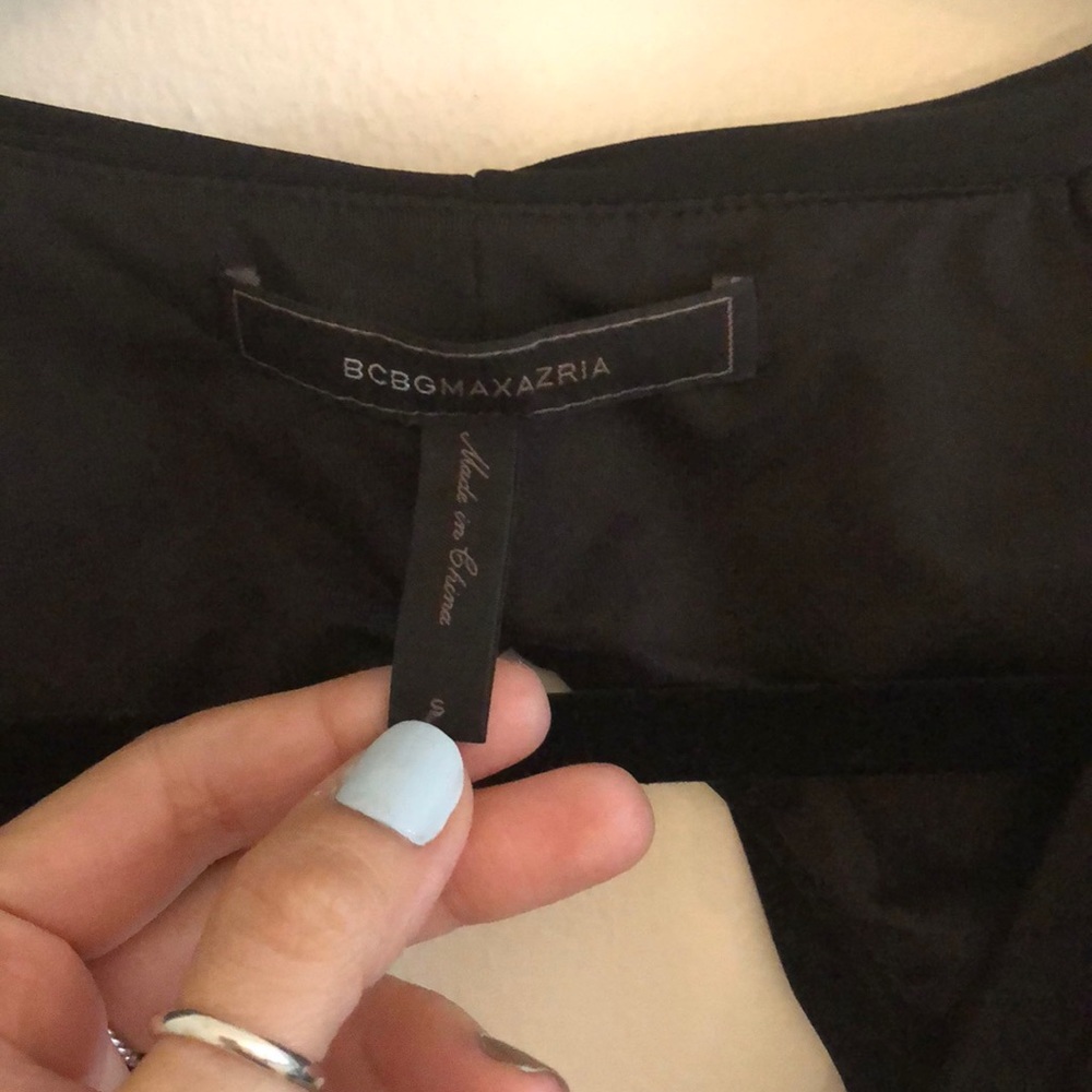 BCBGMAXAZRIA “EDESA” Shirred Rouched Cocktail Dress Black Stretch Open Back S - Picture 11 of 13